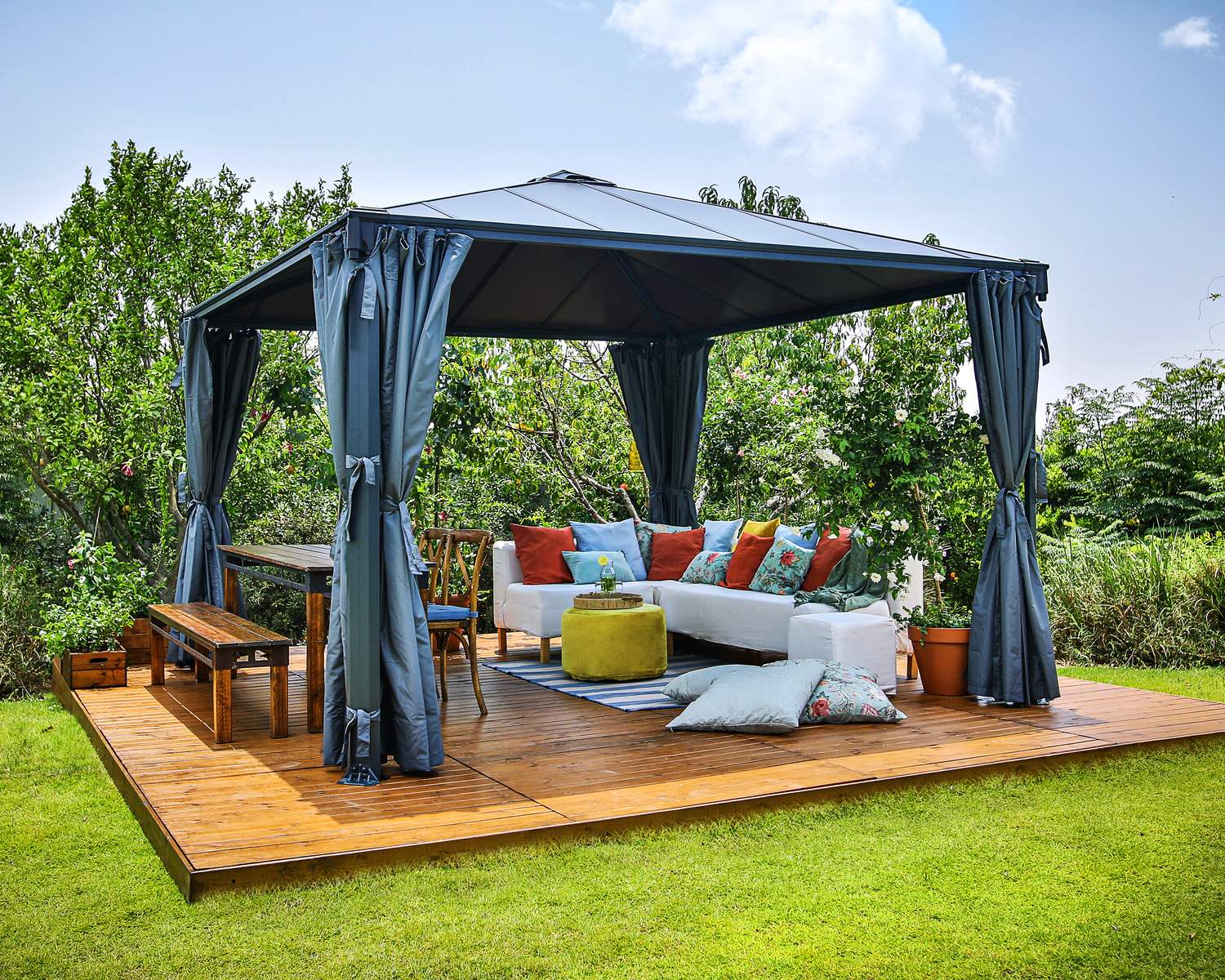 Palermo Gazebo 3.6m x 3.6m - Grey Frame With Grey Roof - Image 3