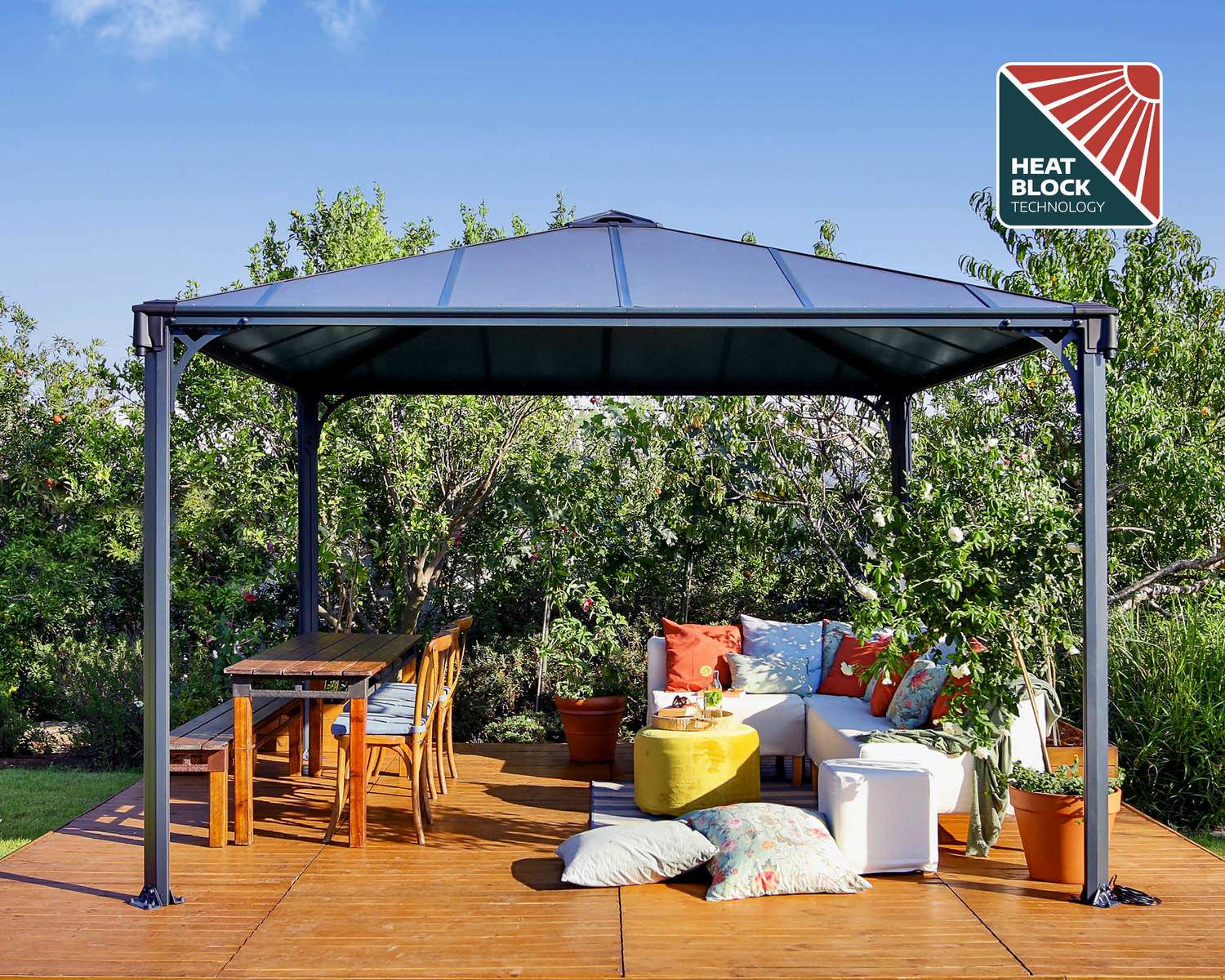 Palermo Gazebo 3.6m x 3.6m - Grey Frame With Grey Roof - Image 4