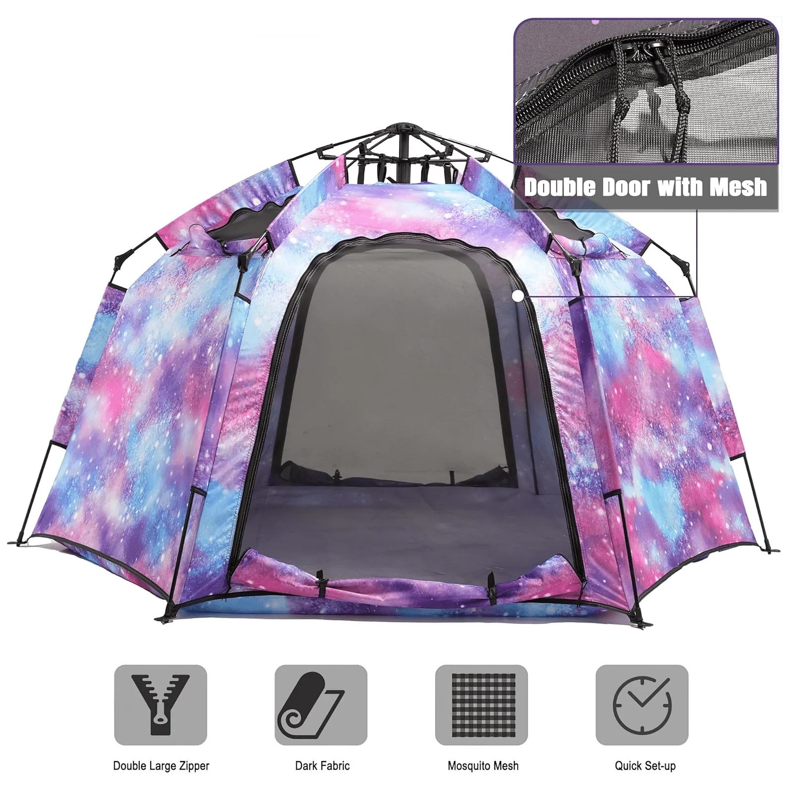 Pop up Play / Sensory Tent with Light Strip - Hex Large - Image 3