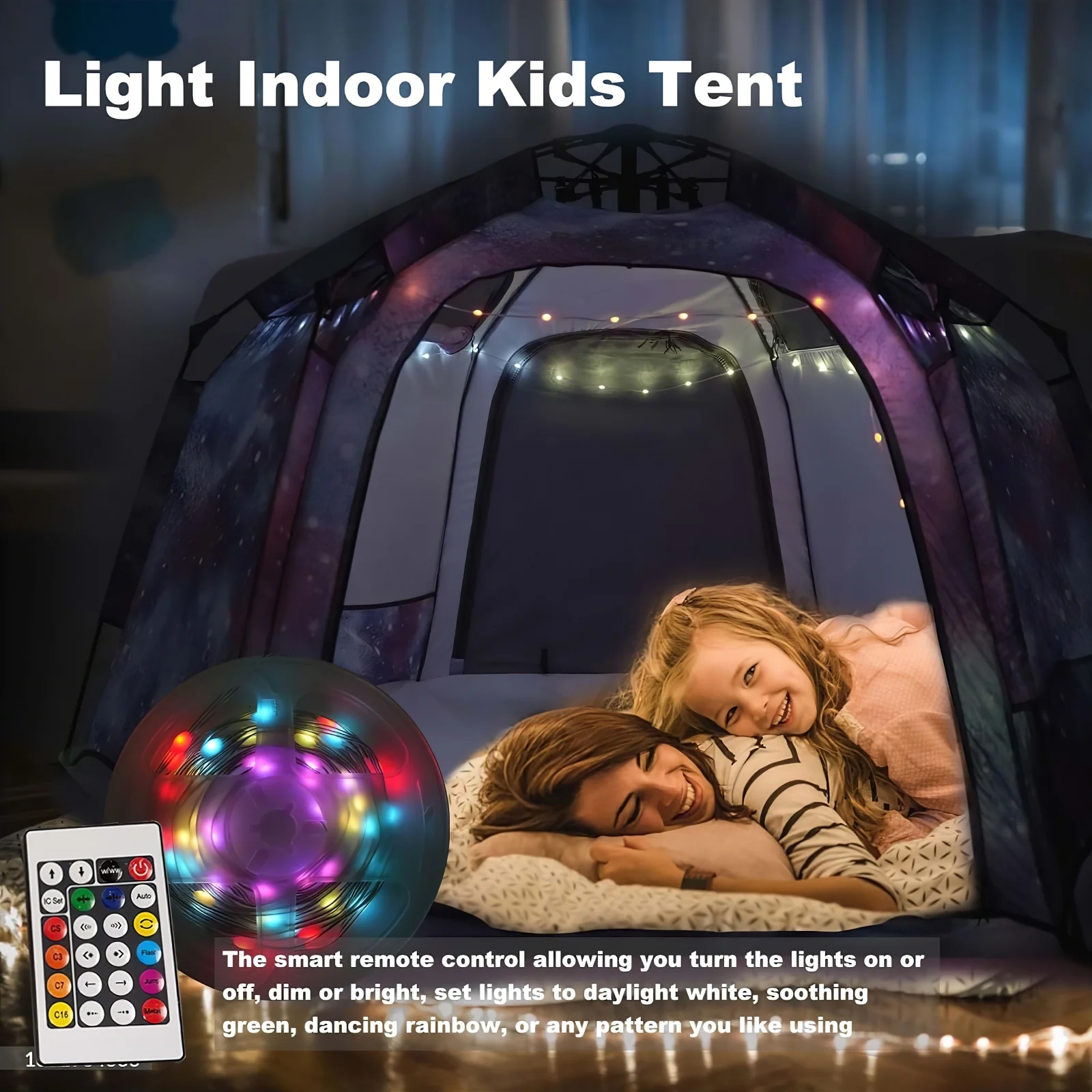 Pop up Play / Sensory Tent with Light Strip - Hex Large - Image 6