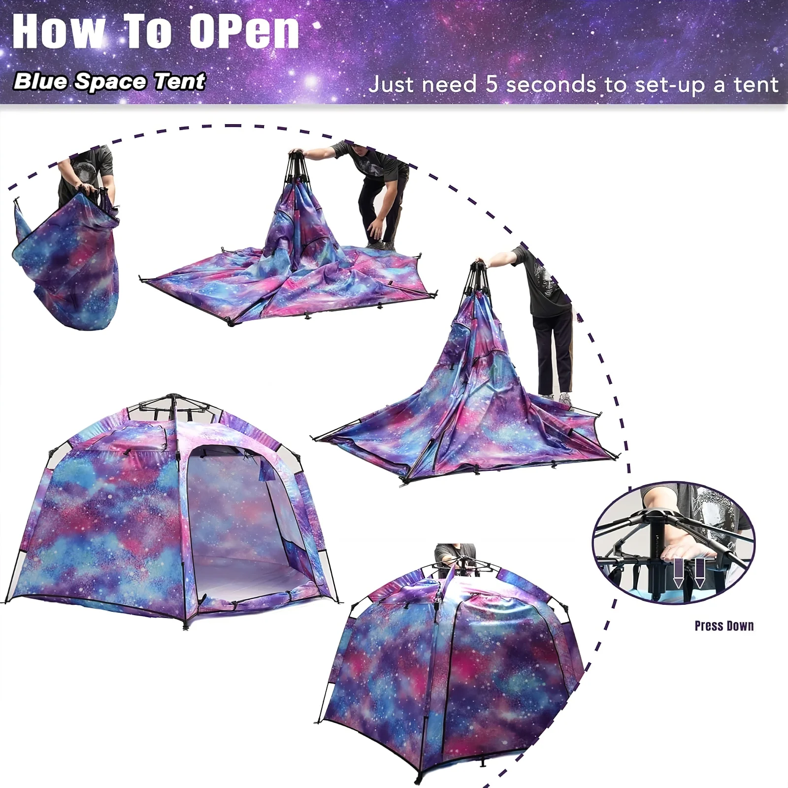 Pop up Play / Sensory Tent with Light Strip - Hex Large - Image 7