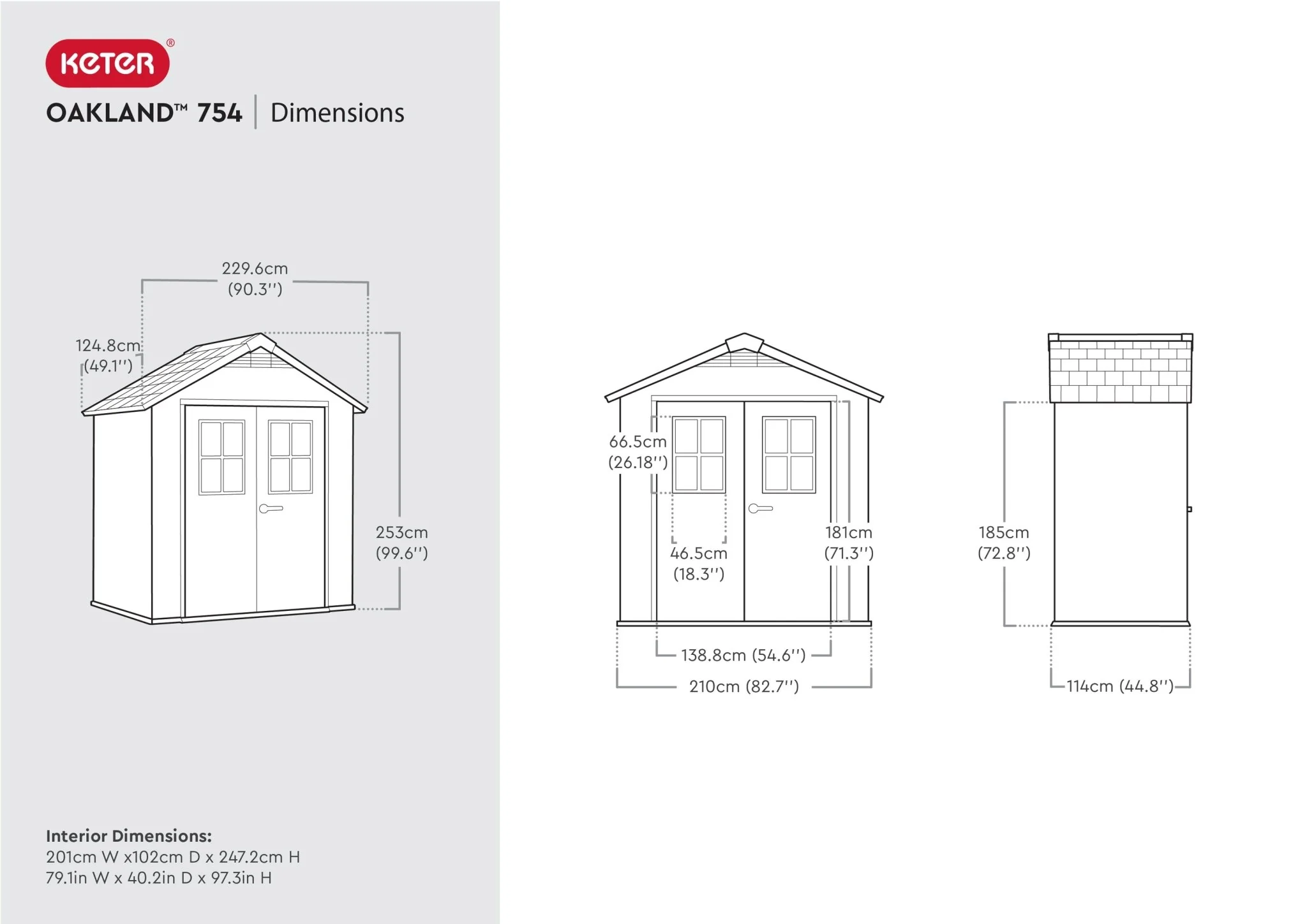 Keter Oakland Garden Shed 754 (2.1 x 1.2m) - Image 3