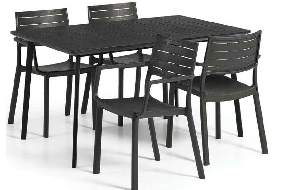 Keter Metaline Metal Look Dining Set: Black - Image 11