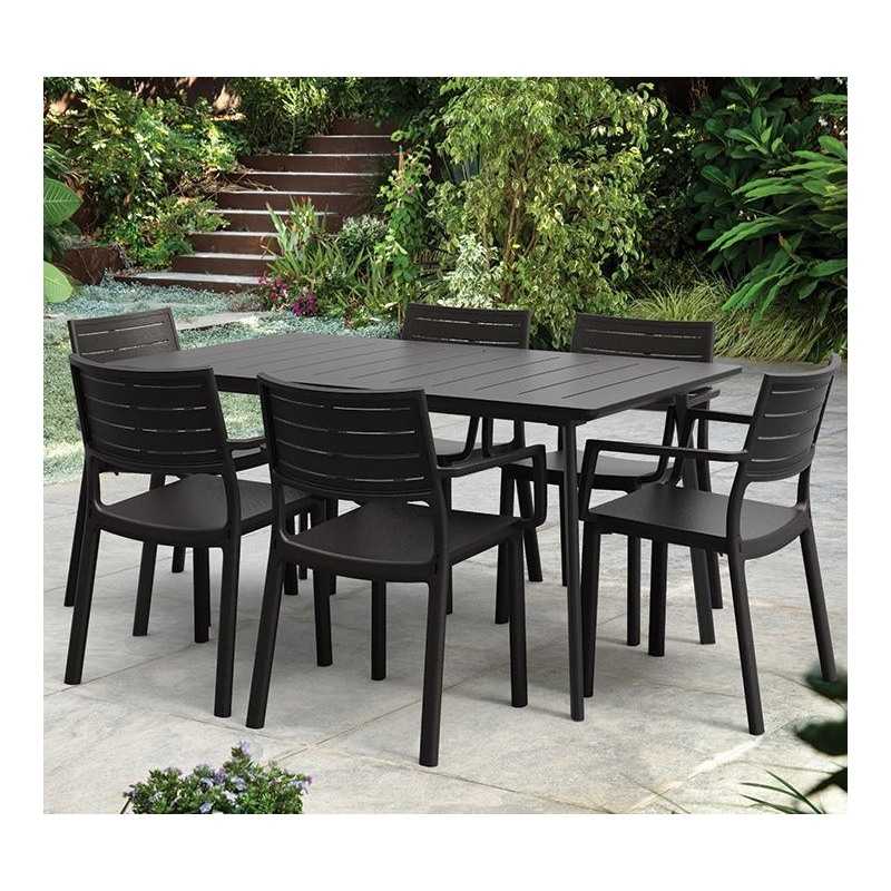 Keter Metaline Metal Look Dining Set: Black - Image 7