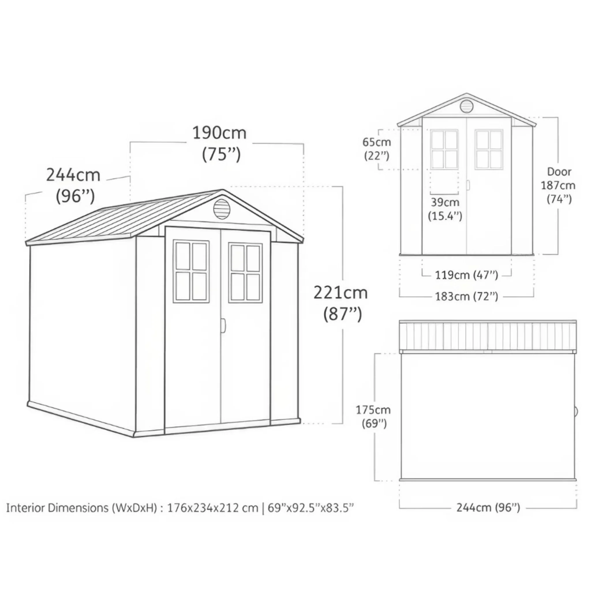 Keter Darwin 6x8 Garden Shed - Grey (1.9 x 2.4m) - Image 2