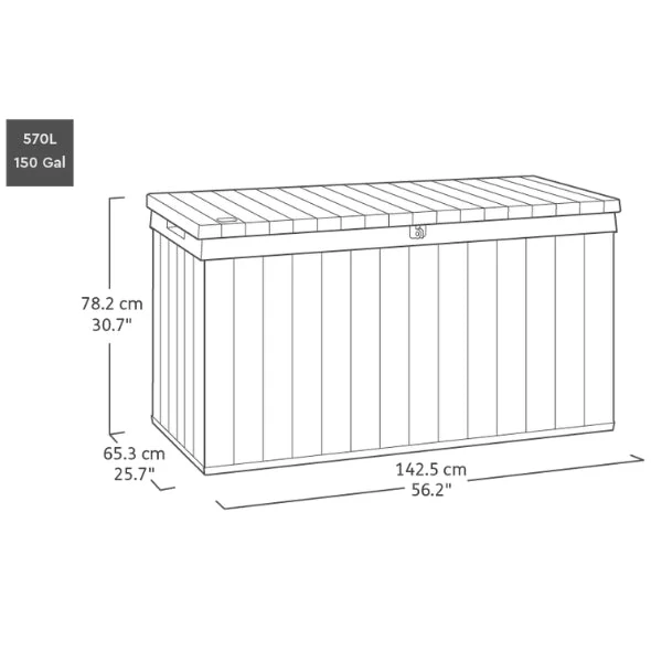 PRE ORDER: MAY - Keter Darwin 570L Storage Box - Grey - Image 2