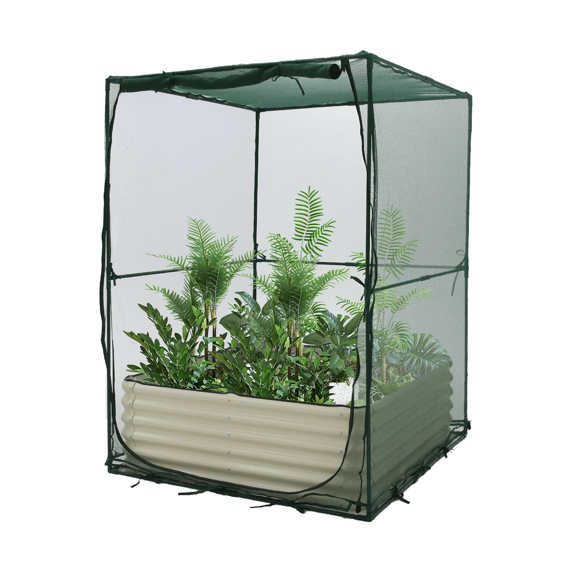 Raised Bed (1.25m2 - Height 43cm) with Net Crop Cage (1.25m2 x 1.8m High)