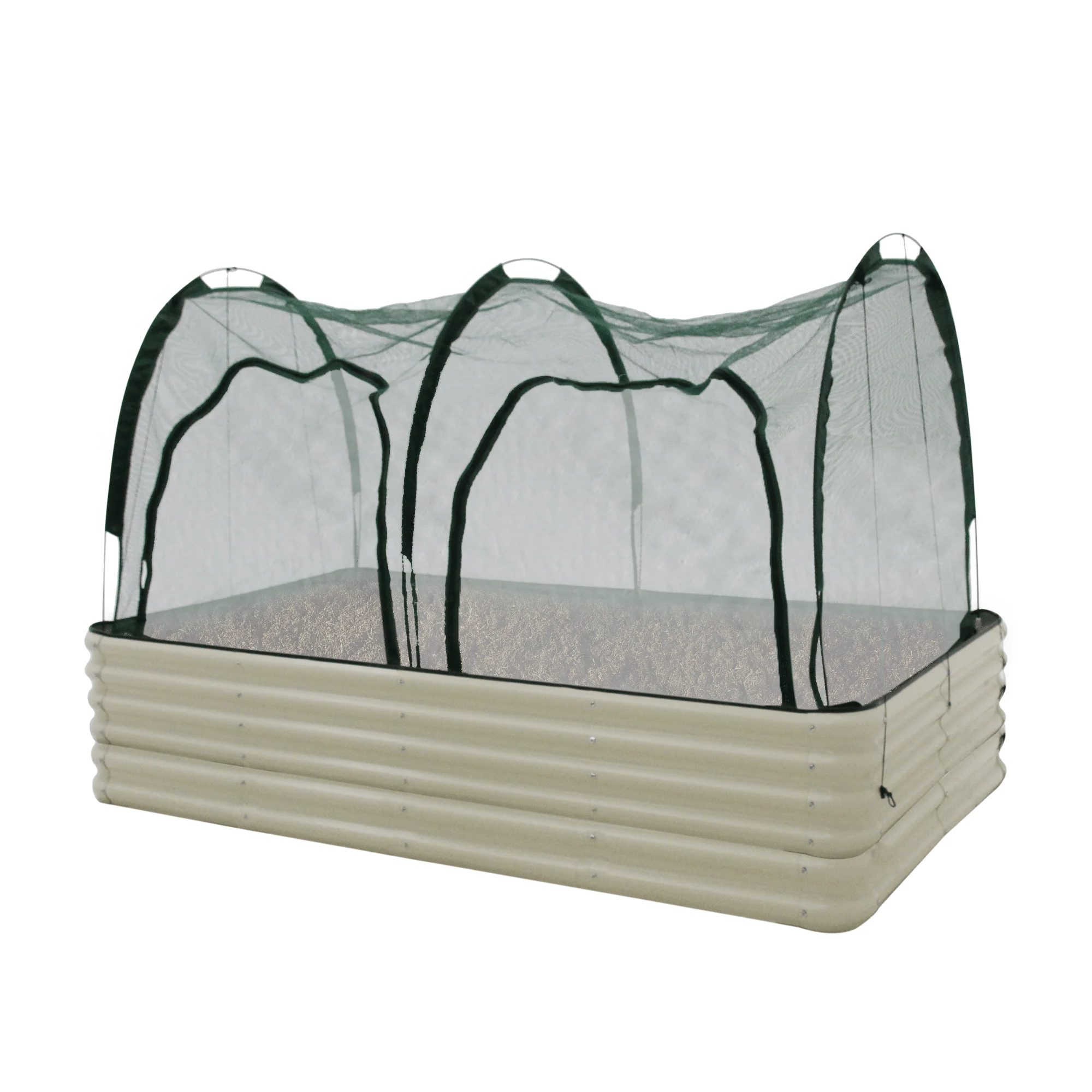 Raised Garden Bed (Height 43cm) with 2m Net Tunnel