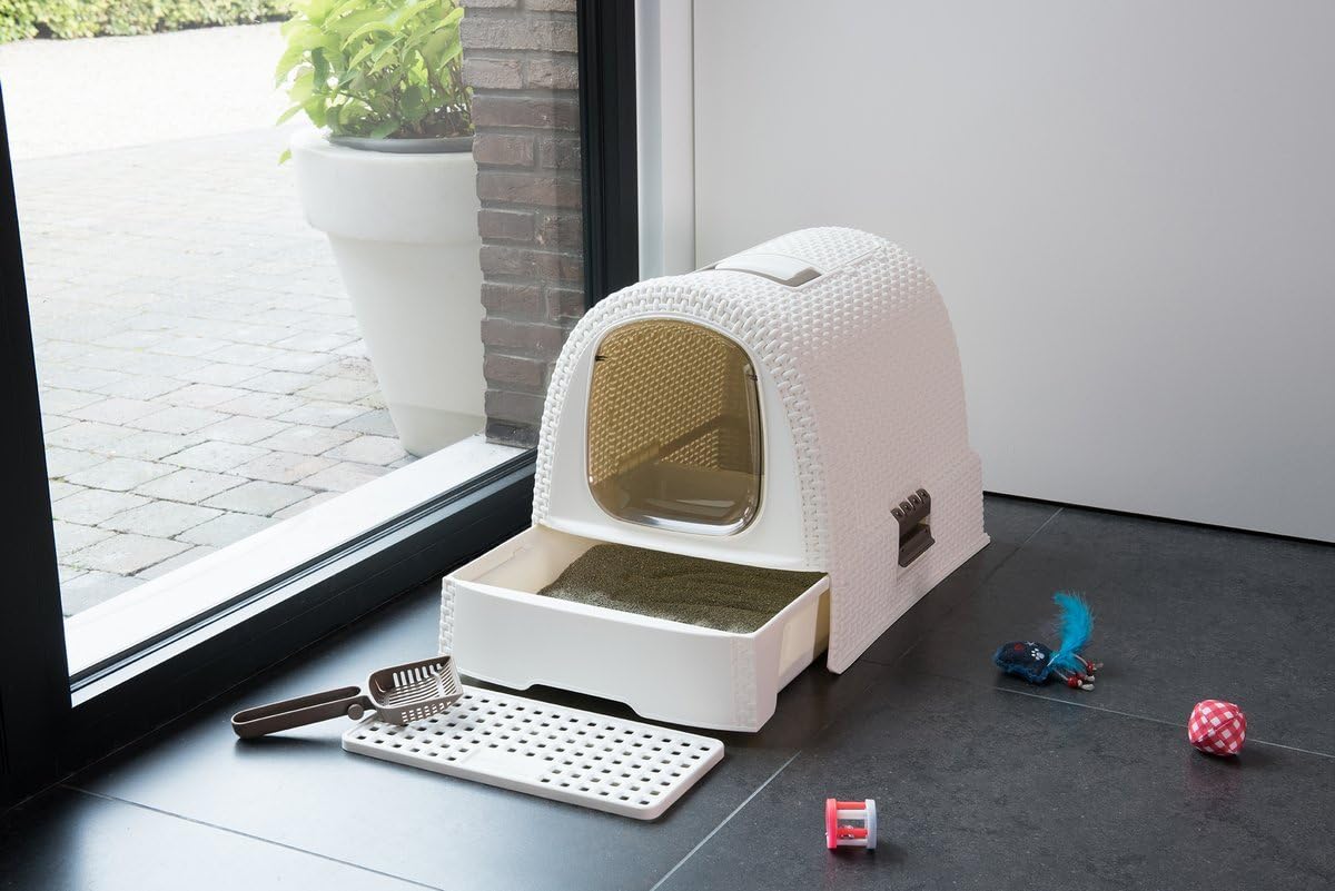 Curver Rattan Style Cat Litter Box - Cream - Image 7