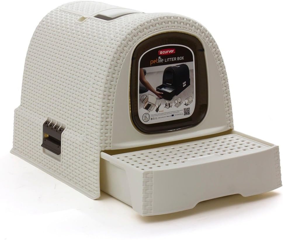 Curver Rattan Style Cat Litter Box - Cream - Image 9