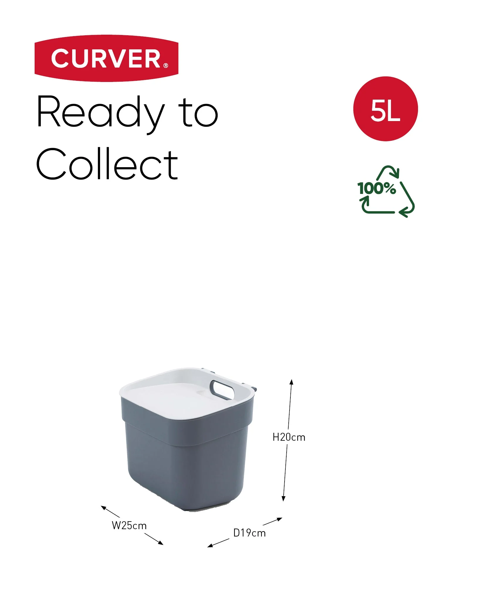 5L Ready to Collect Waste Separation Bin - Dark Grey - Image 8