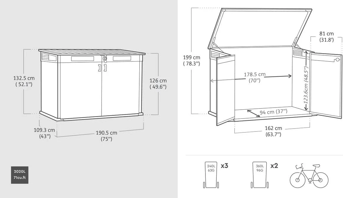 Keter Signature Horizontal Shed - Rosewood Look 2020L - Image 2