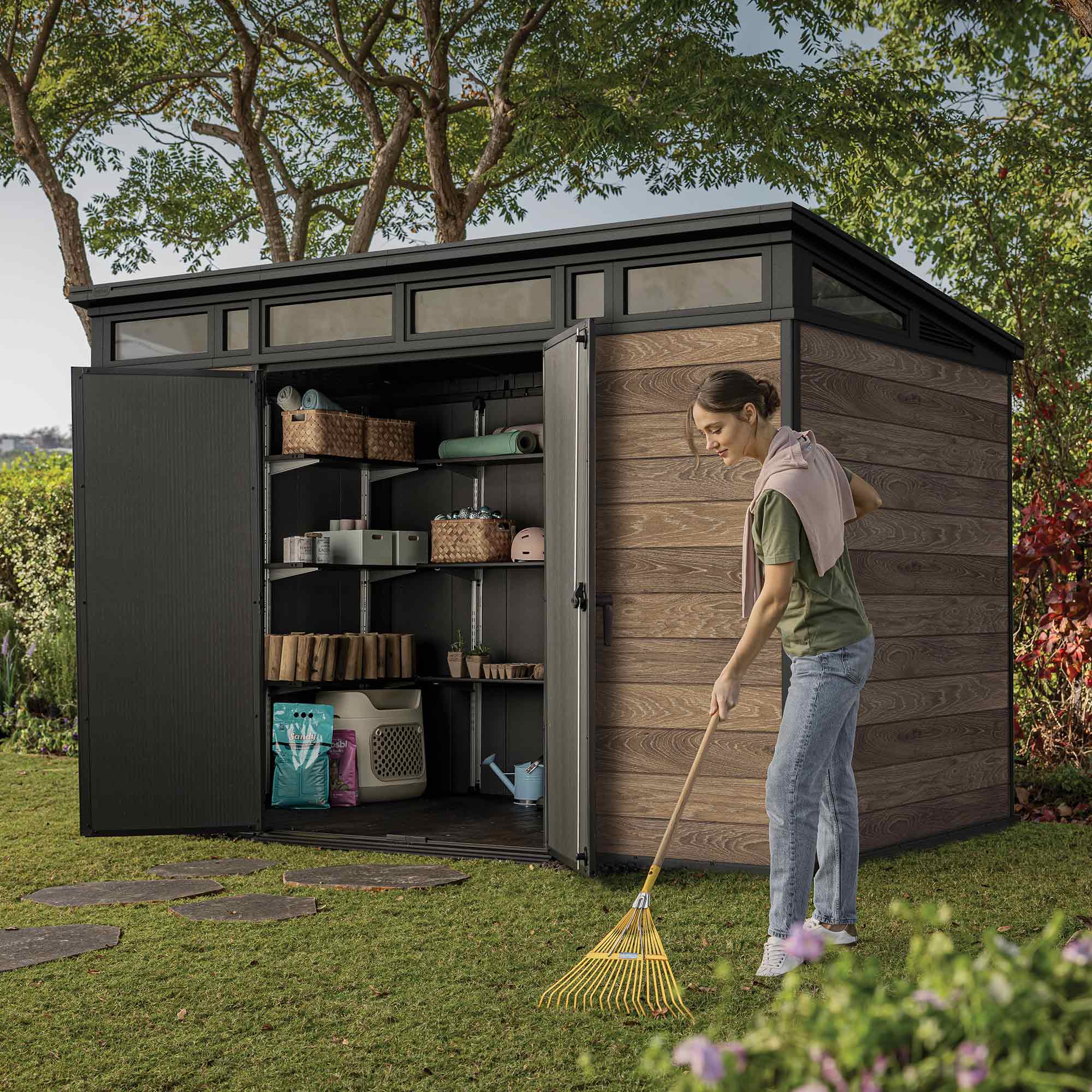 Keter Signature Pent 11x7 Shed - Walnut Look (3.4 x 2.2m) - Image 11