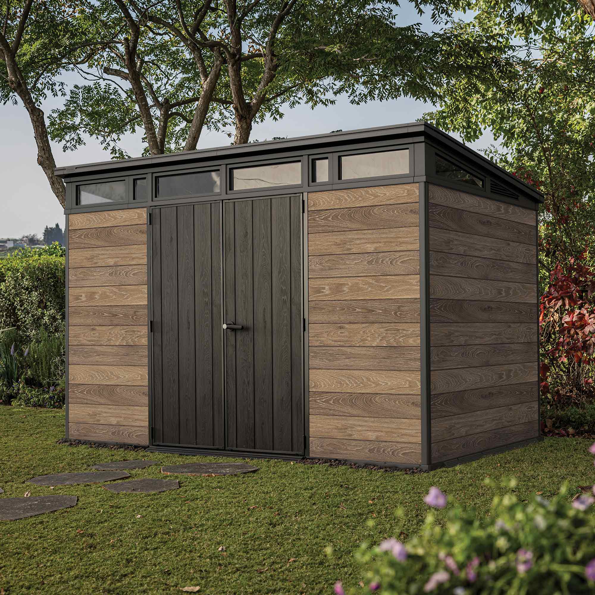 Keter Signature Pent 11x7 Shed - Walnut Look (3.4 x 2.2m) - Image 12