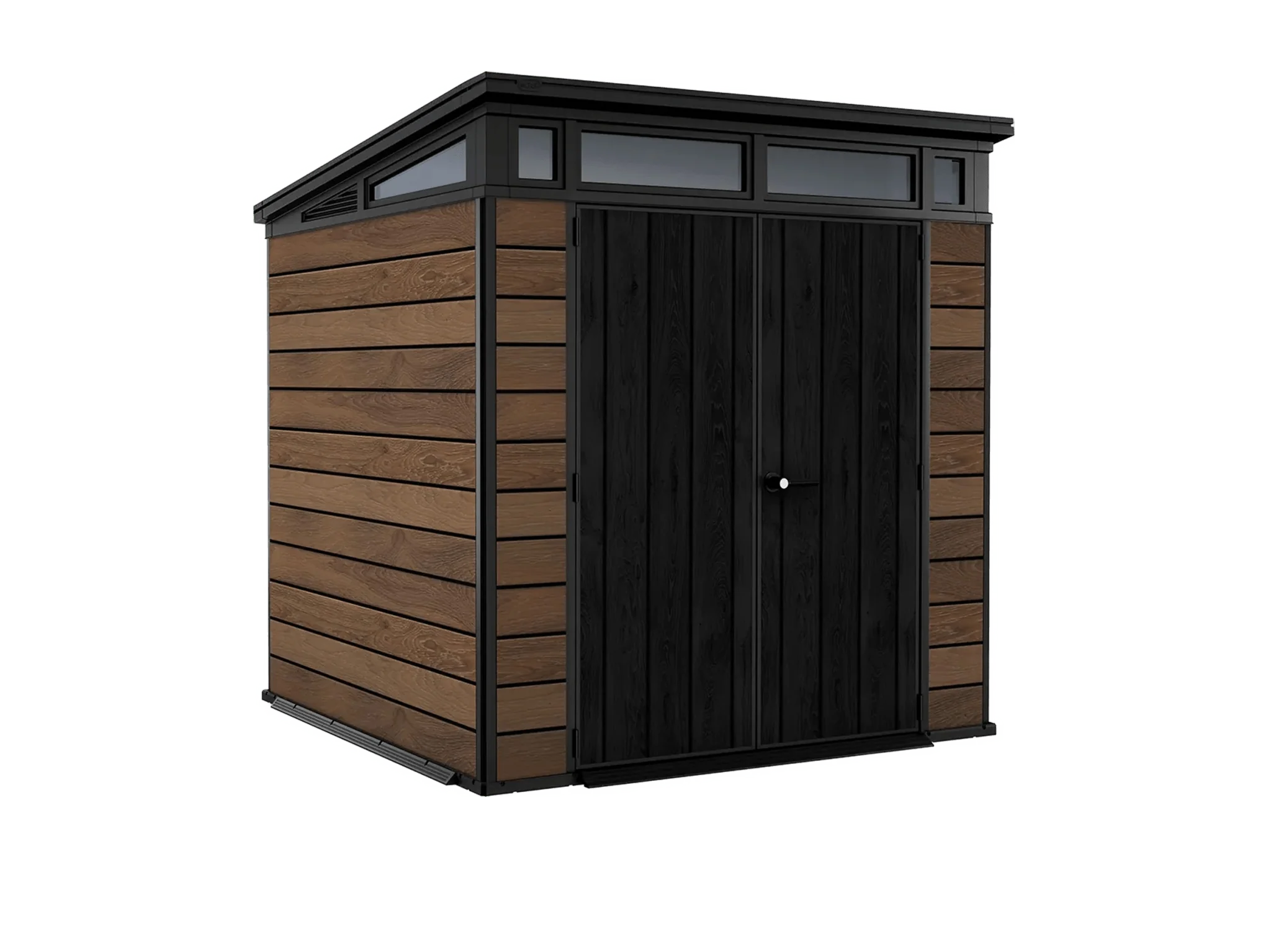 PRE ORDER: JUNE - Keter Signature Pent 7x7 Shed - Walnut Look (2.2 x 2.2m)