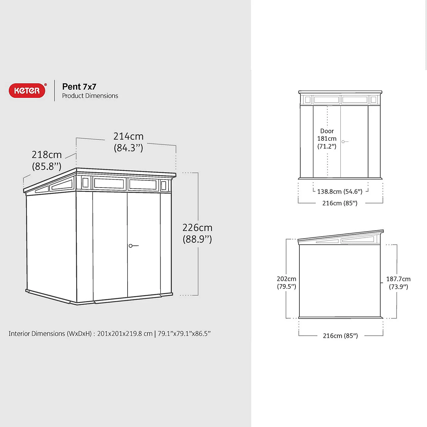 PRE ORDER: JUNE - Keter Signature Pent 7x7 Shed - Walnut Look (2.2 x 2.2m) - Image 2