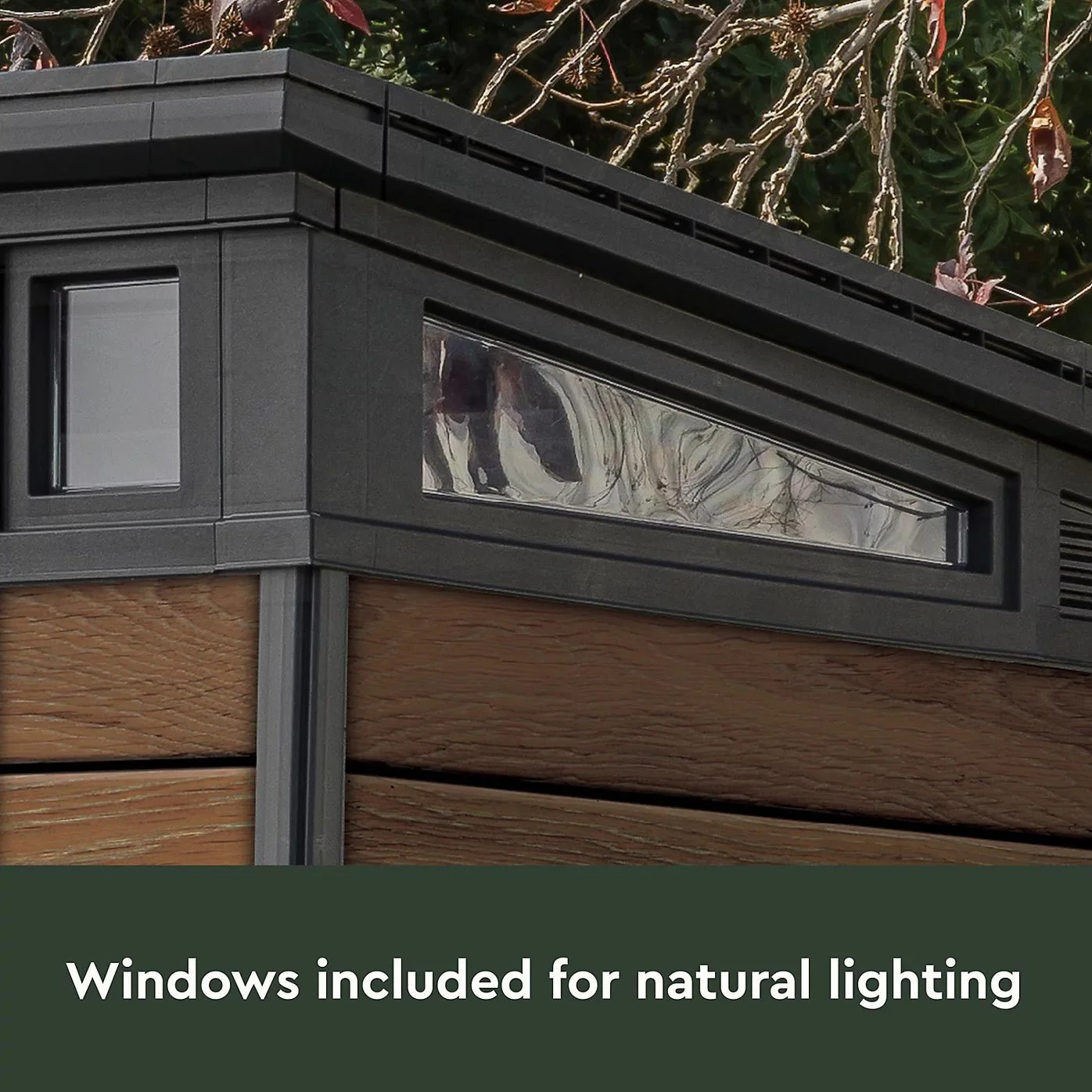 PRE ORDER: JUNE - Keter Signature Pent 7x7 Shed - Walnut Look (2.2 x 2.2m) - Image 6