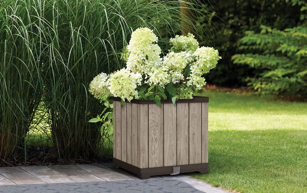 Keter Signature Square Planter- Ashwood Look - Image 5