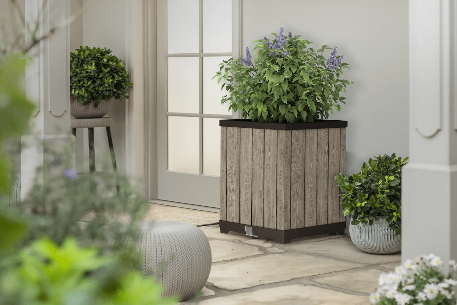 Keter Signature Square Planter- Ashwood Look - Image 7