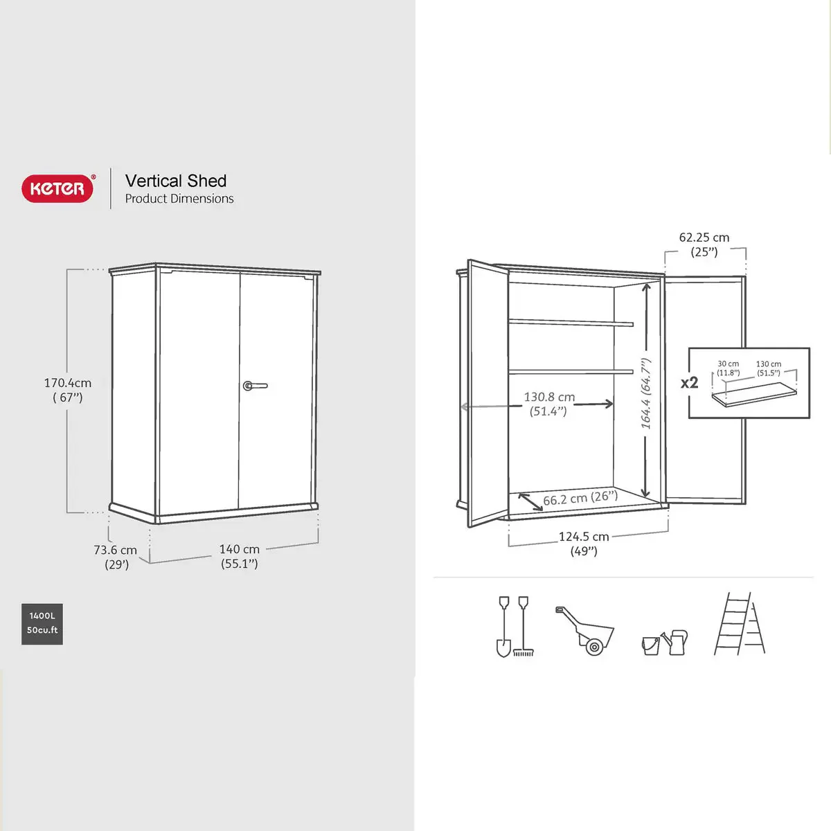 Keter Signature Vertical Shed - Ashwood Look - Image 2