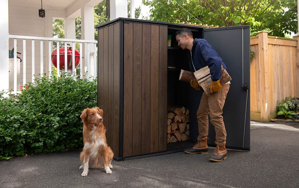 Keter Signature Vertical Shed - Walnut Look - Image 6