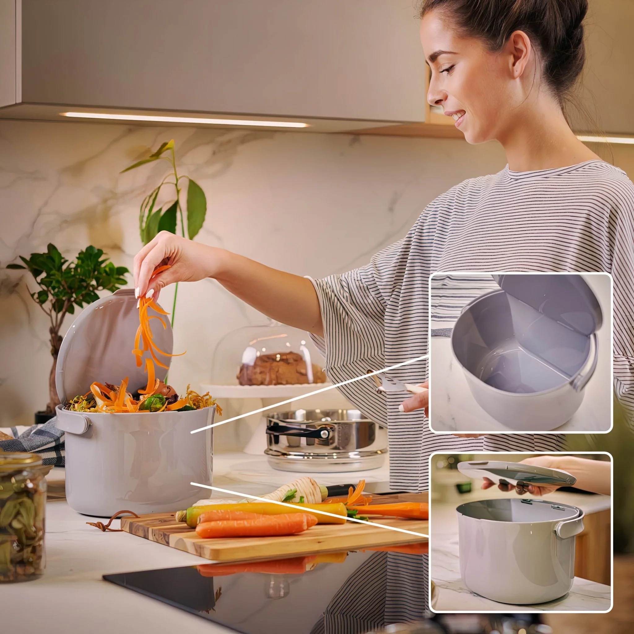 Skaza 3.3L Organko Compost Caddy - Grey - Image 6