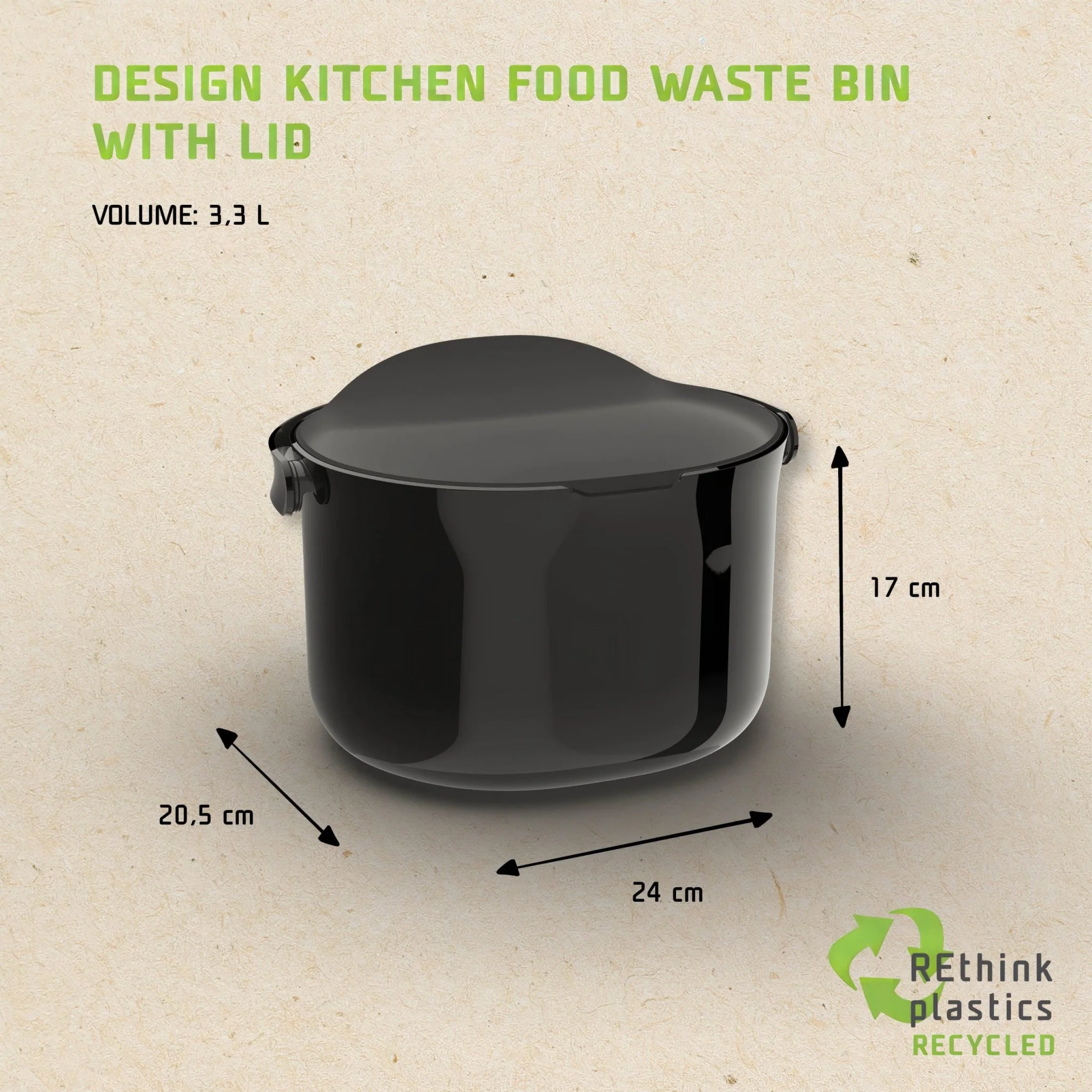 Skaza 3.3L Organko Compost Caddy - Pack of 2 - Black - Image 9