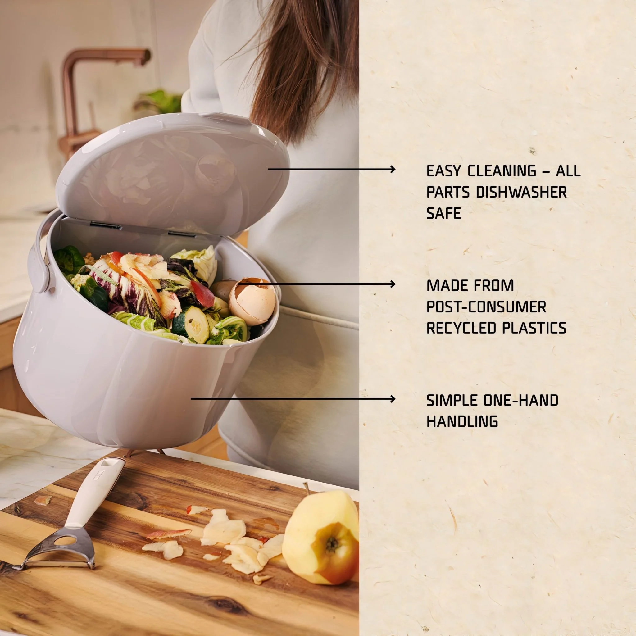 Skaza 3.3L Organko Compost Caddy - Pack of 2 - Grey - Image 5