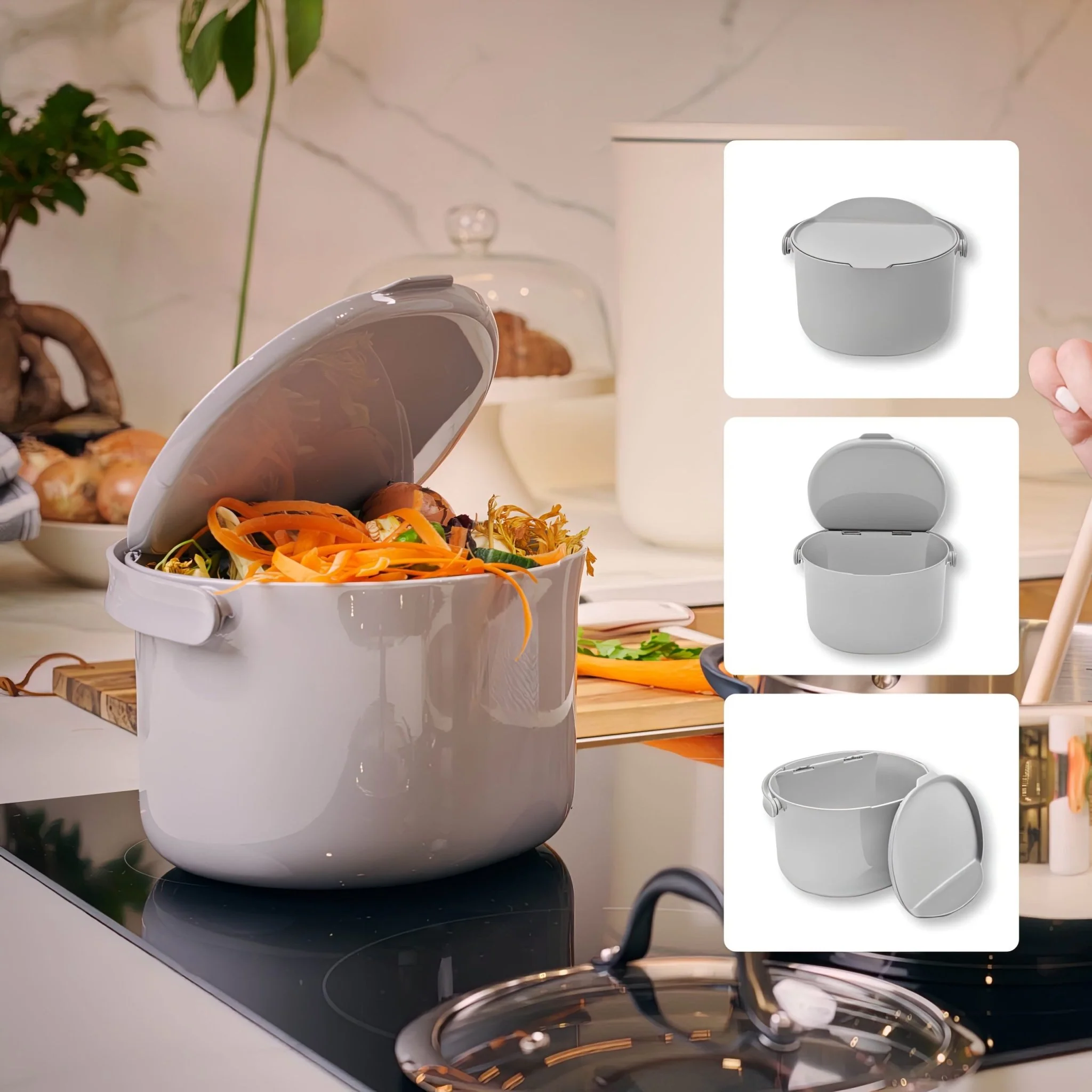 Skaza 3.3L Organko Compost Caddy - Pack of 2 - Grey - Image 6