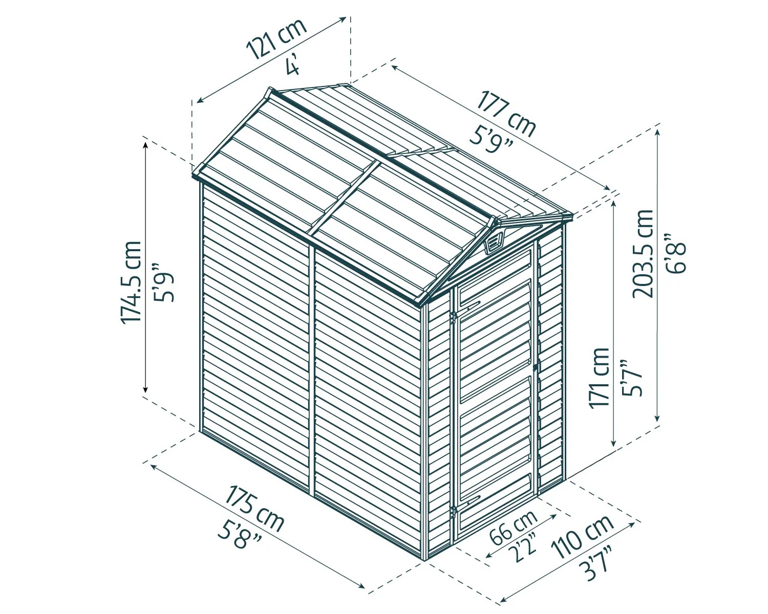 Skylight 1.20m x 1.76m Garden Shed - Grey Polycarbonate Panels - Image 5