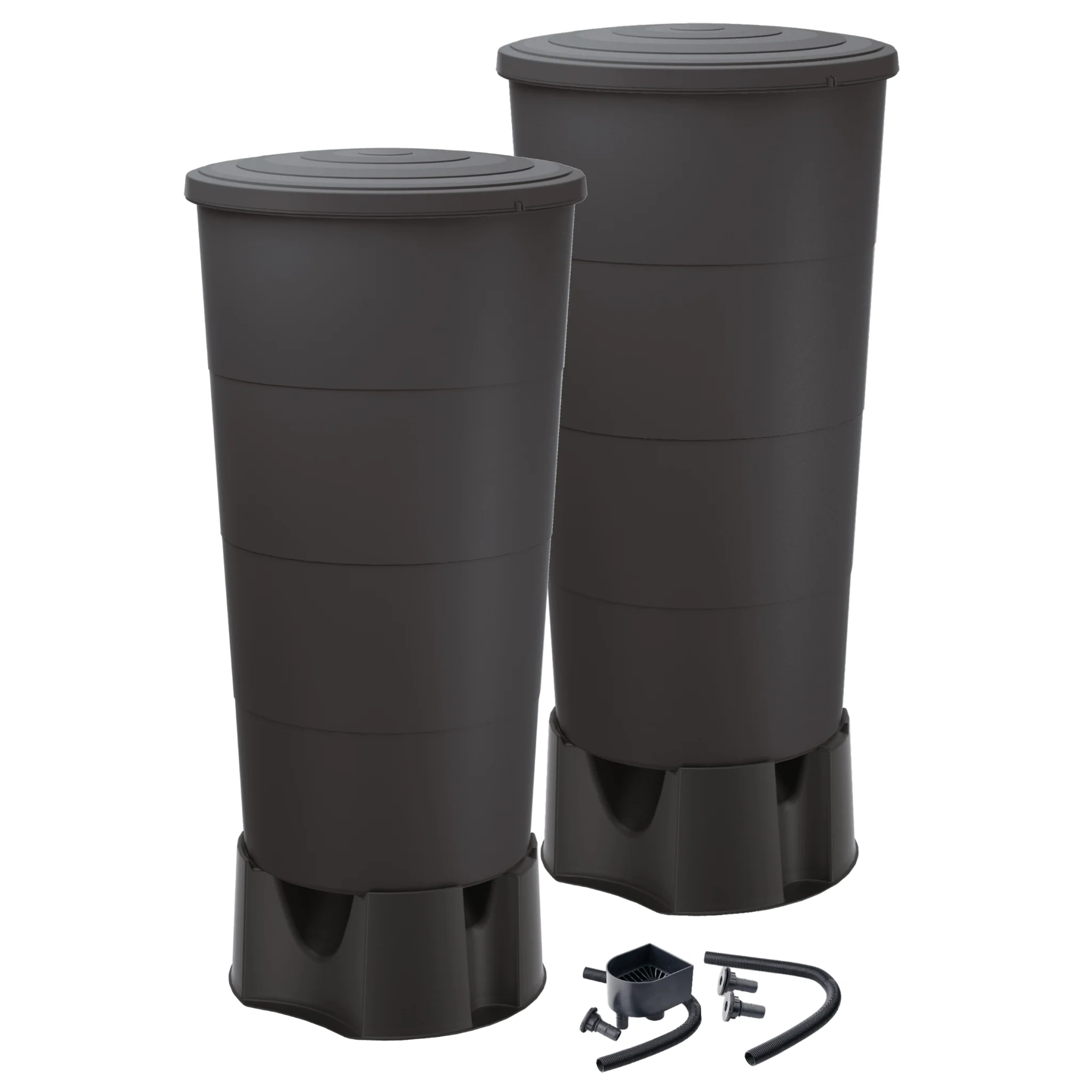 SMOOTH 200L Rainwater Tank x 2 Kit (with Linking Kit, Diverter & Stands)