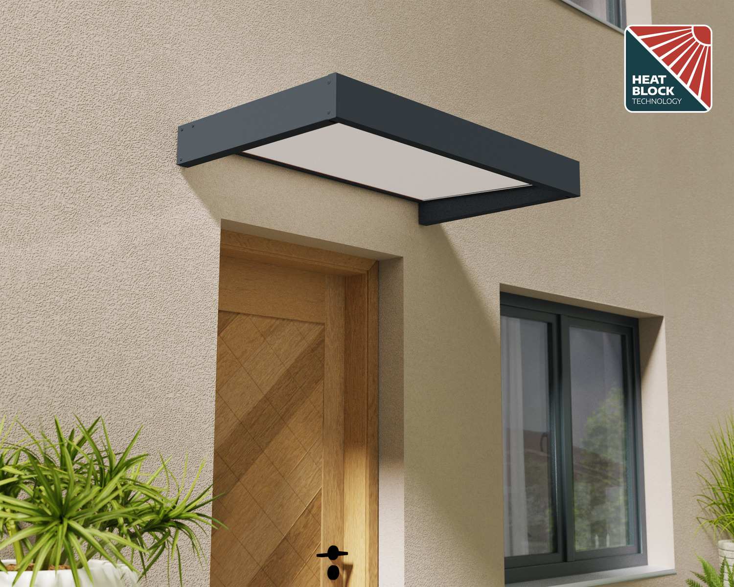 Sophia Door Awning 1.6m x 1m - Grey Frame With White Opal Panel - Image 4