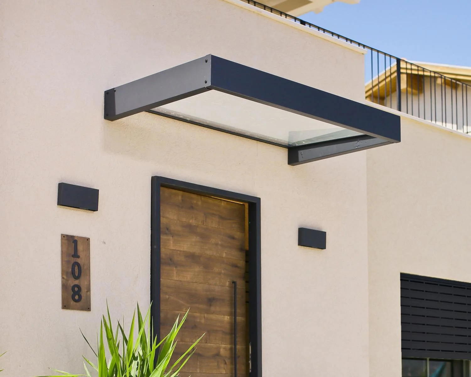 Sophia Door Awning 1.6m x 1m - Grey Frame With White Opal Panel - Image 6