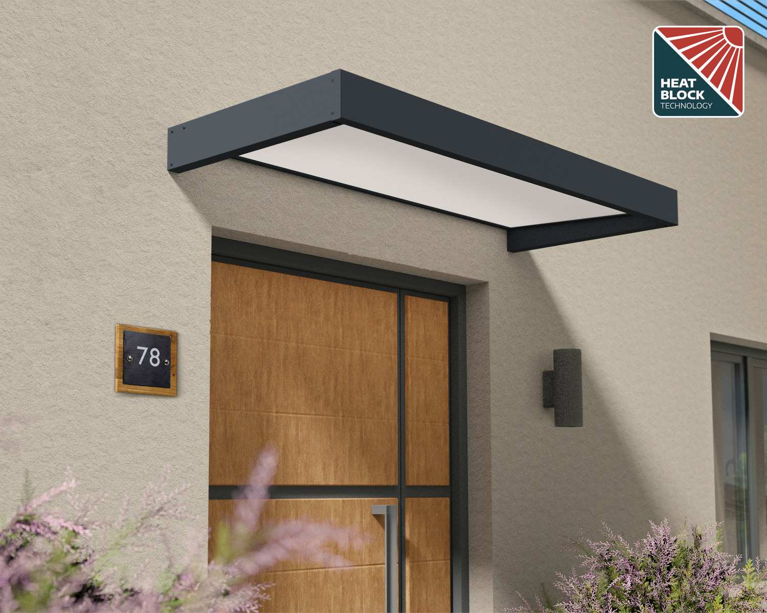 Sophia Door Awning 2.2m x 1m - Grey Frame With White Opal Panel - Image 5
