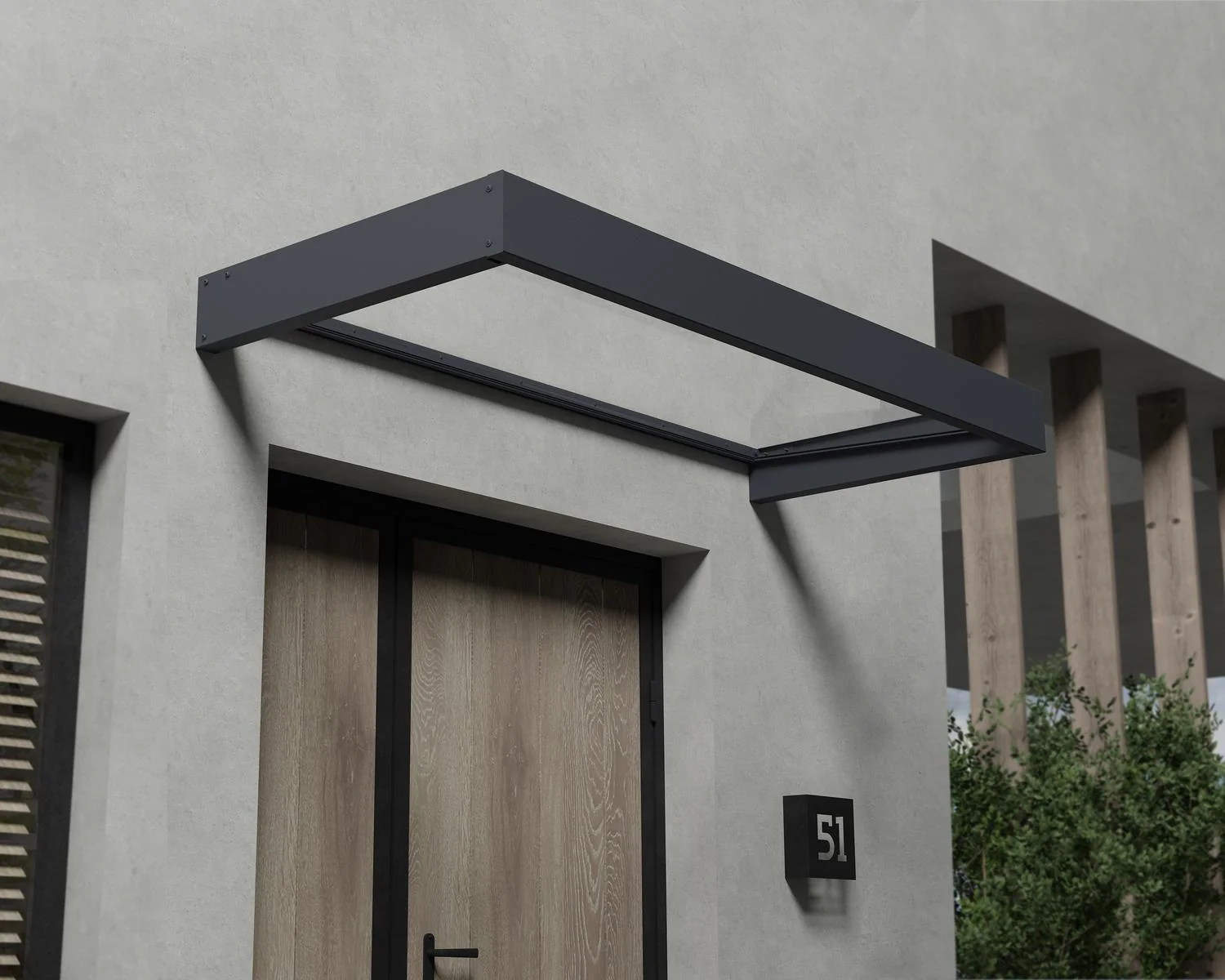 Sophia Door Awning 2.2m x 1m - Grey Frame With White Opal Panel - Image 6