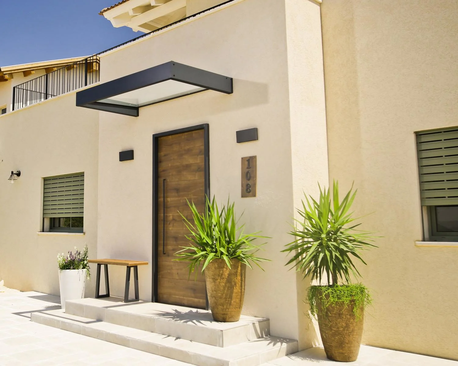 Sophia Door Awning 2.2m x 1m - Grey Frame With White Opal Panel - Image 4