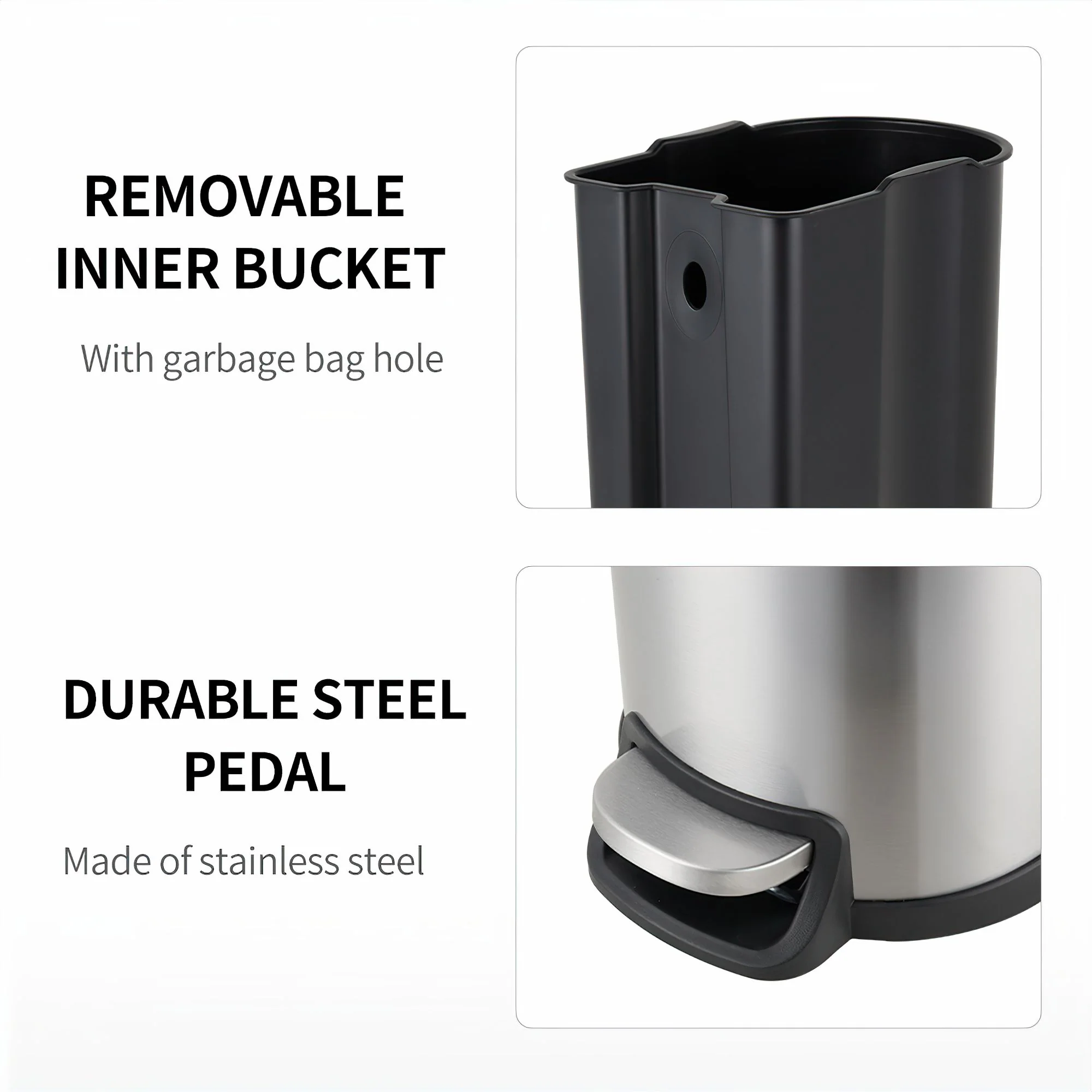 Stainless Steel Narrow Pedal Bin - 40L - Image 5