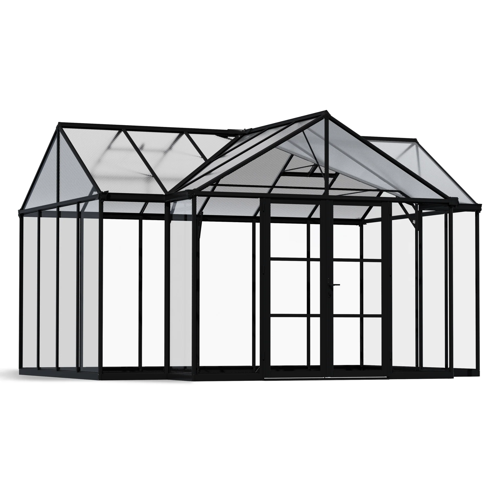 Triomphe Orangery Garden Chalet Greenhouse - Black Frame (4.6m x 3.8m)