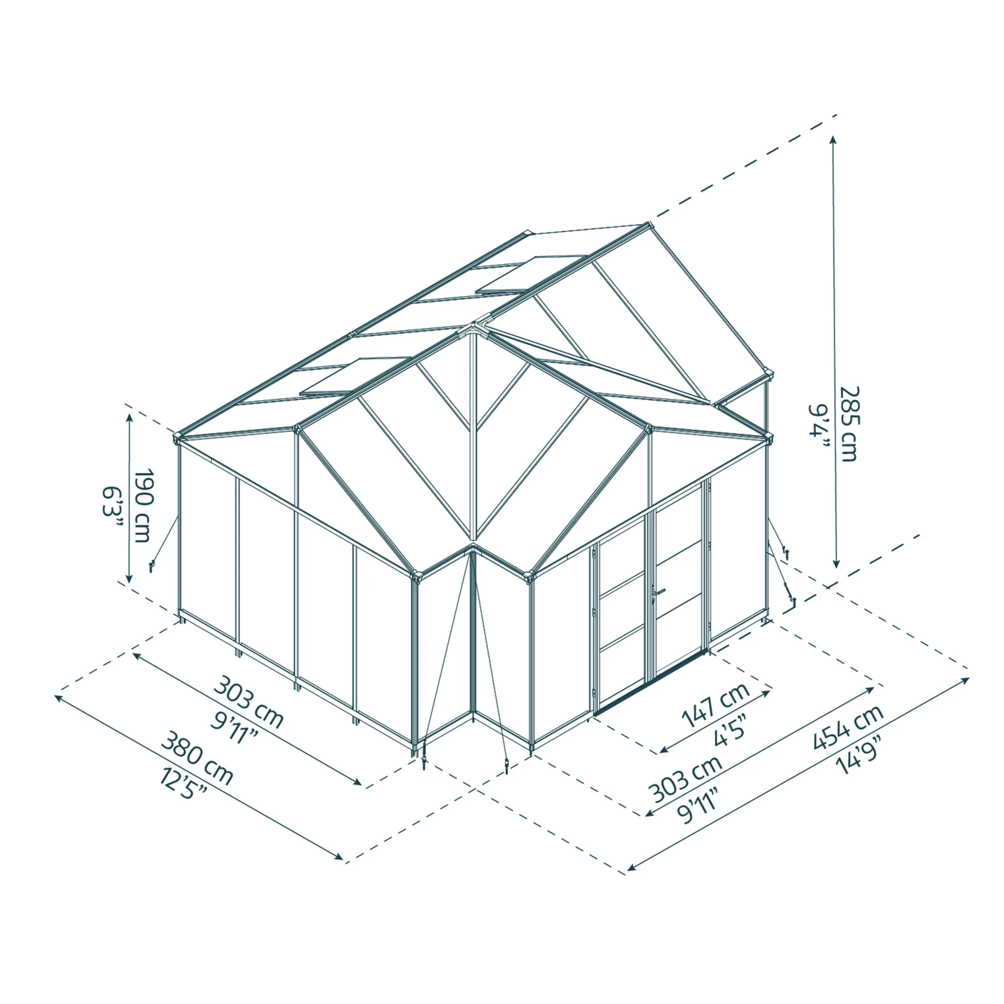 Triomphe Orangery Garden Chalet Greenhouse - Black Frame (4.6m x 3.8m) - Image 11