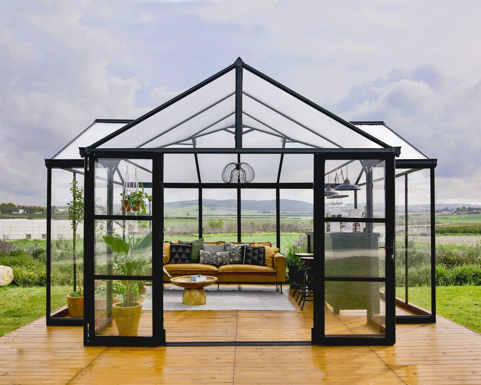 Triomphe Orangery Garden Chalet Greenhouse - Black Frame (4.6m x 3.8m) - Image 2