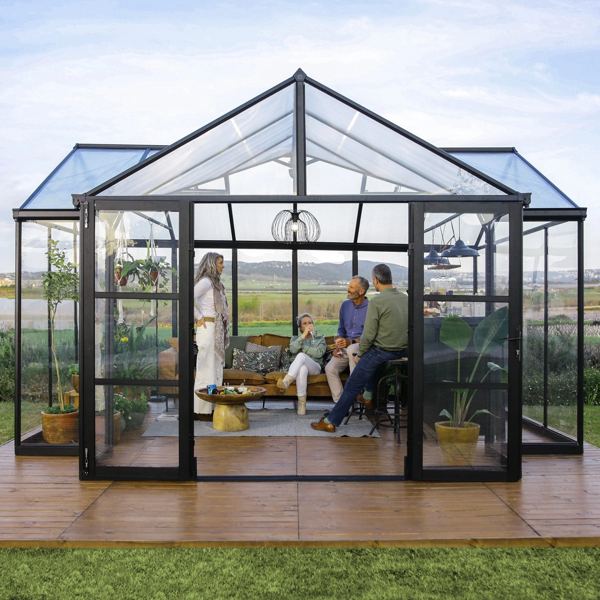 Triomphe Orangery Garden Chalet Greenhouse - Black Frame (4.6m x 3.8m) - Image 5