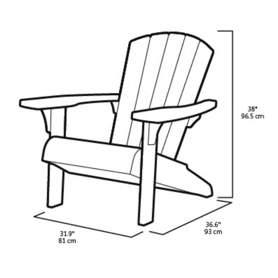 PRE ORDER: APR. - Keter Troy Adirondack Set with Deluxe Table - Graphite - Image 2
