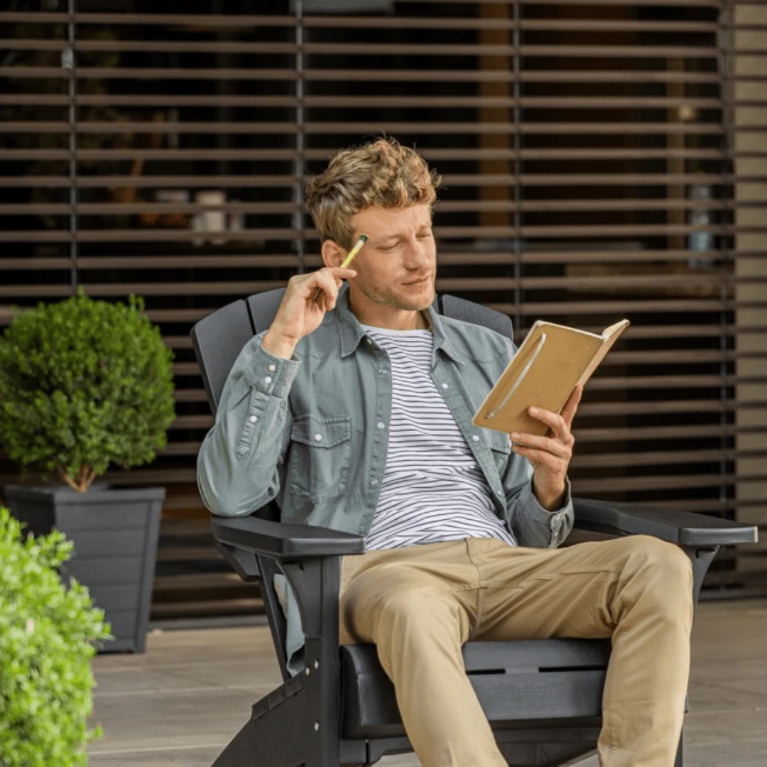 PRE ORDER: APR. - Keter Troy Adirondack Set with Deluxe Table - Graphite - Image 8